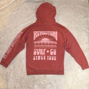 Yesterdays Sportswear Rust Revolution Surf Co Hoodie Sweatshirt Size Medium
